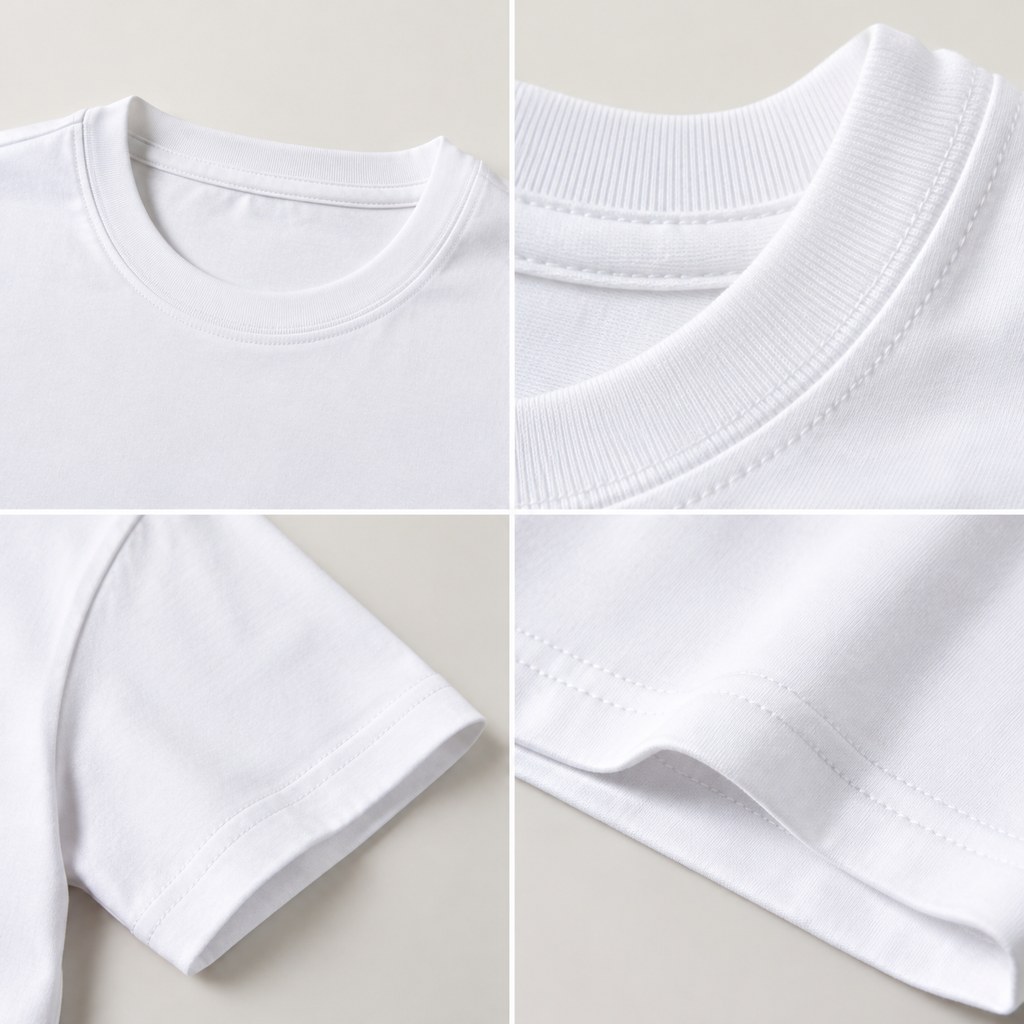 Basic Cotton Tee in White — wholesale apparel product photo — view 3