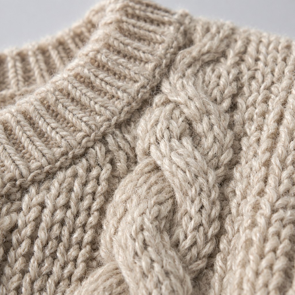 Cable-Knit Sweater in Oatmeal — wholesale apparel product photo — view 2