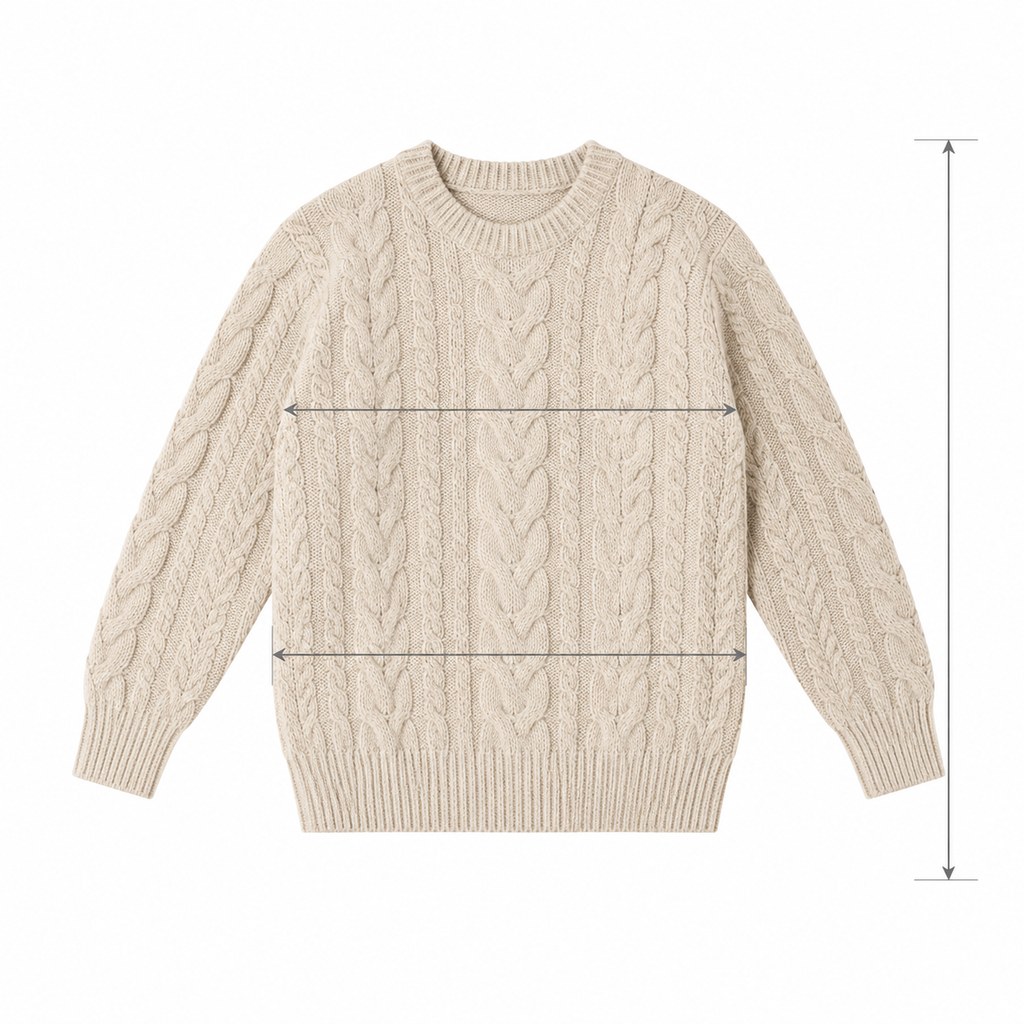 Cable-Knit Sweater in Oatmeal — wholesale apparel product photo — view 5