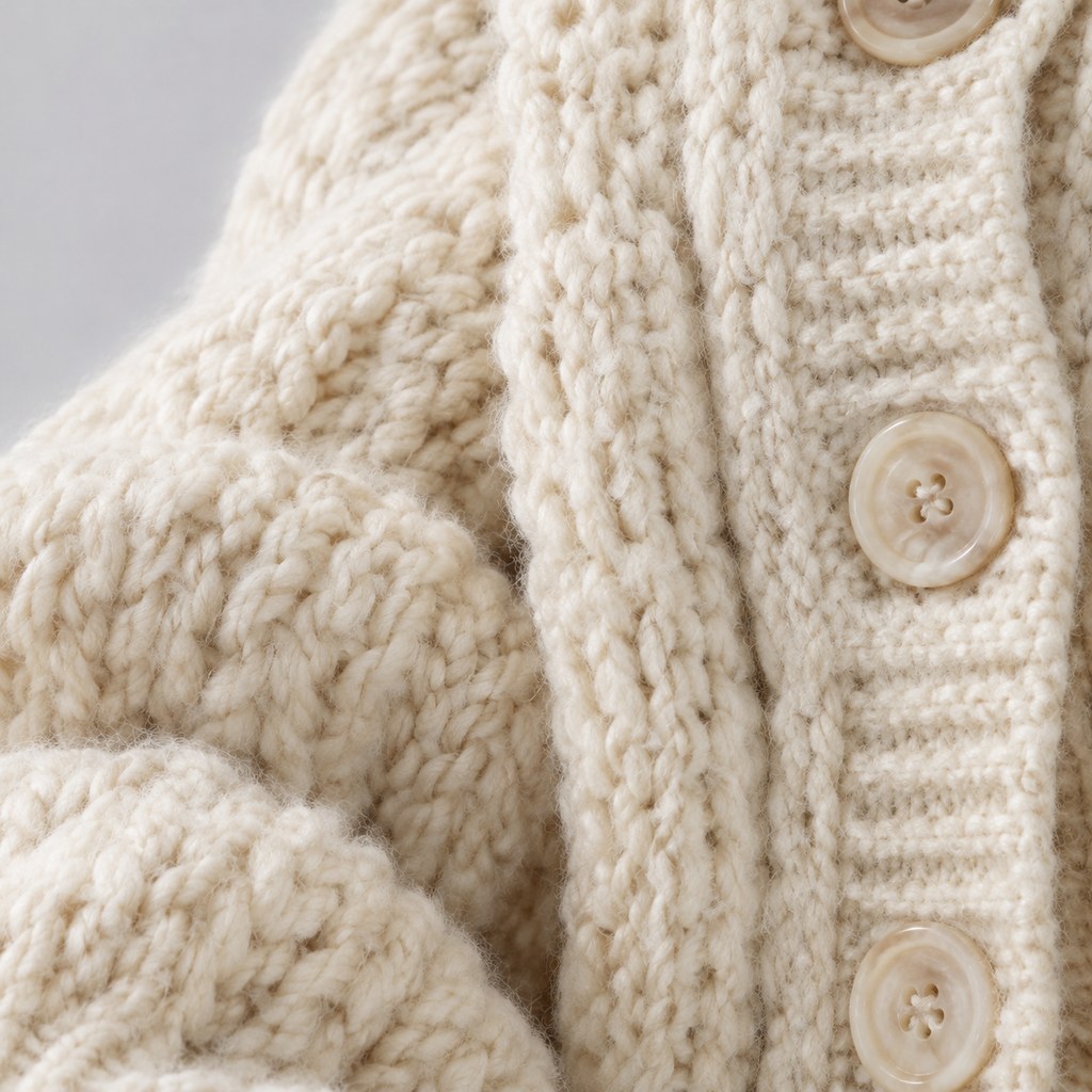 Chunky Cropped Cardigan in Cream — wholesale apparel product photo — view 2