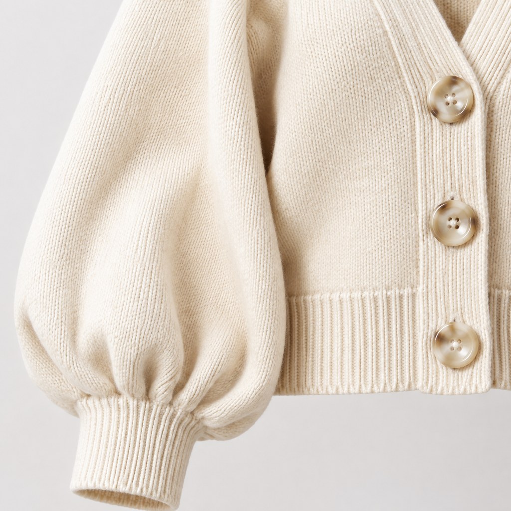Chunky Cropped Cardigan in Cream — wholesale apparel product photo — view 3