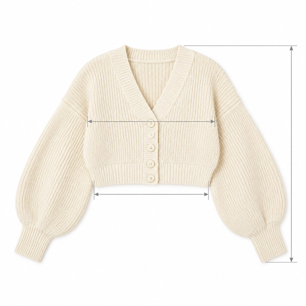Chunky Cropped Cardigan in Cream — wholesale apparel product photo — view 5