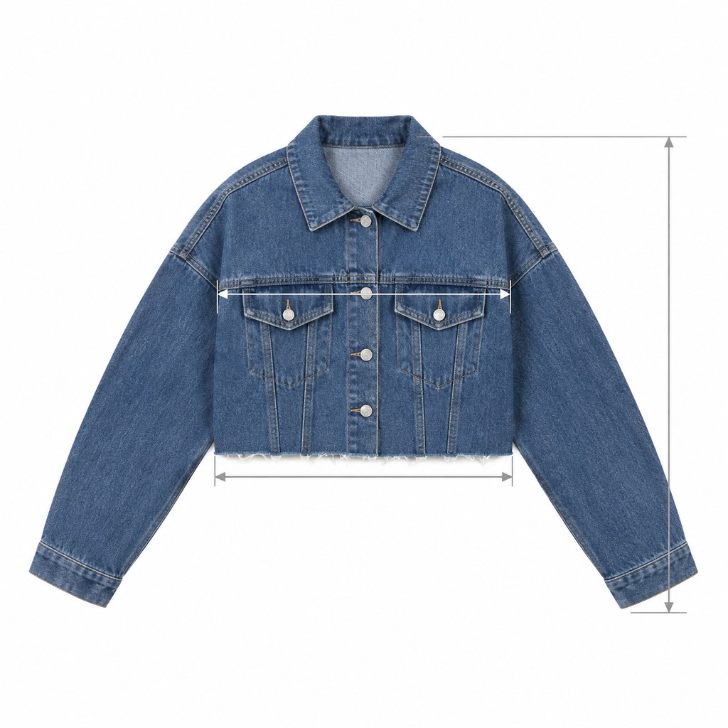 Cropped Denim Jacket in Mid Blue — wholesale apparel product photo — view 5