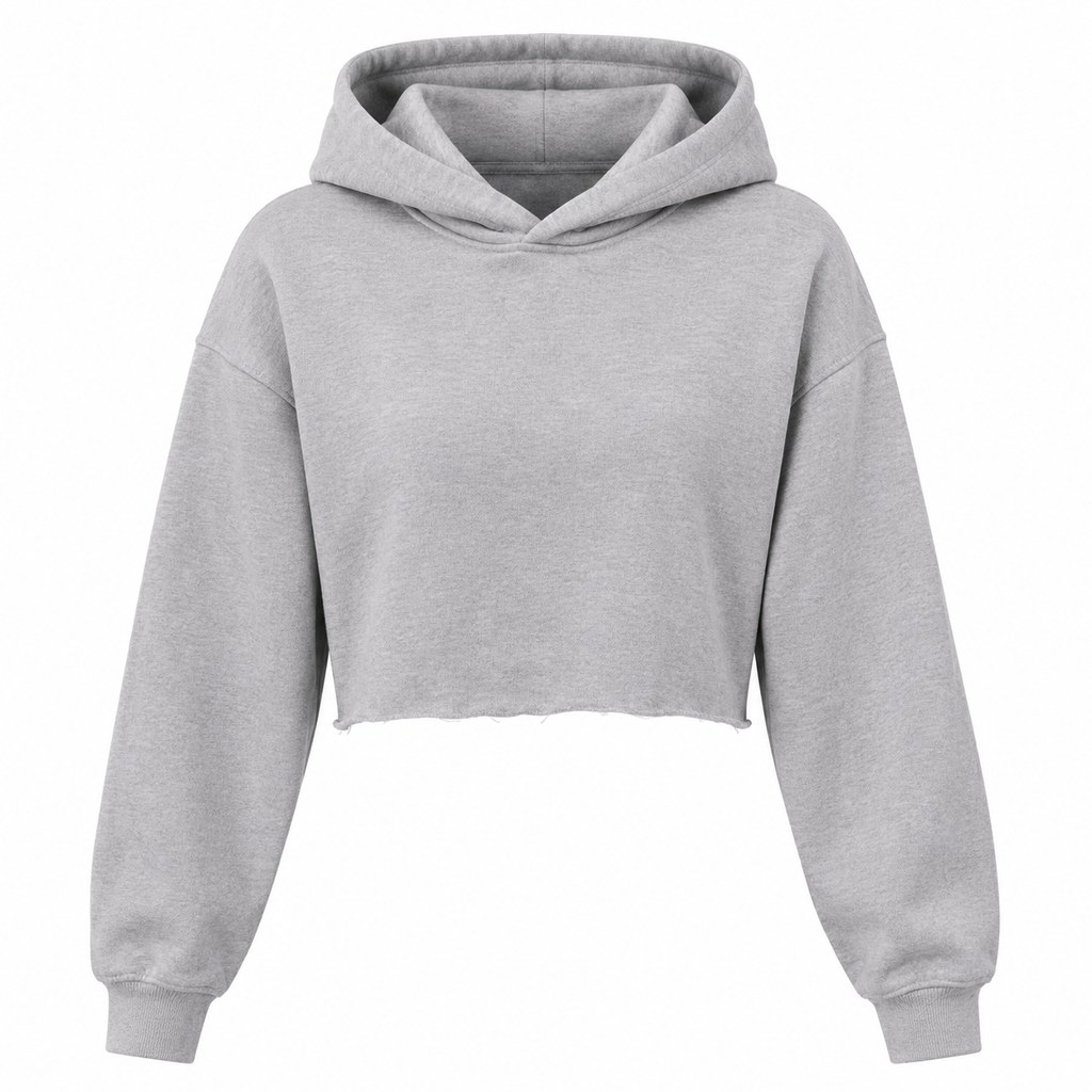 Cropped Fleece Hoodie in Heather Grey — wholesale apparel product photo