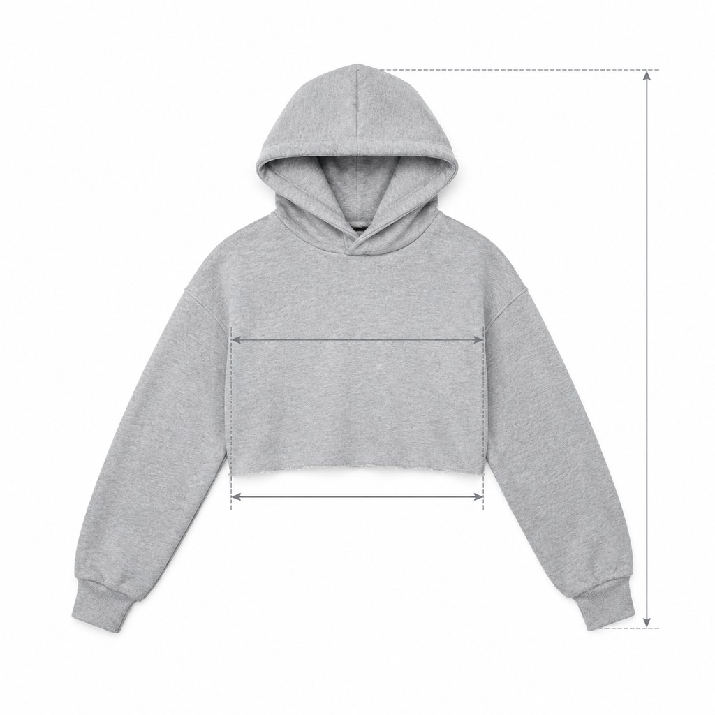 Cropped Fleece Hoodie in Heather Grey — wholesale apparel product photo — view 5