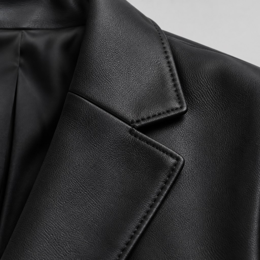 Faux-Leather Blazer in Black — wholesale apparel product photo — view 2
