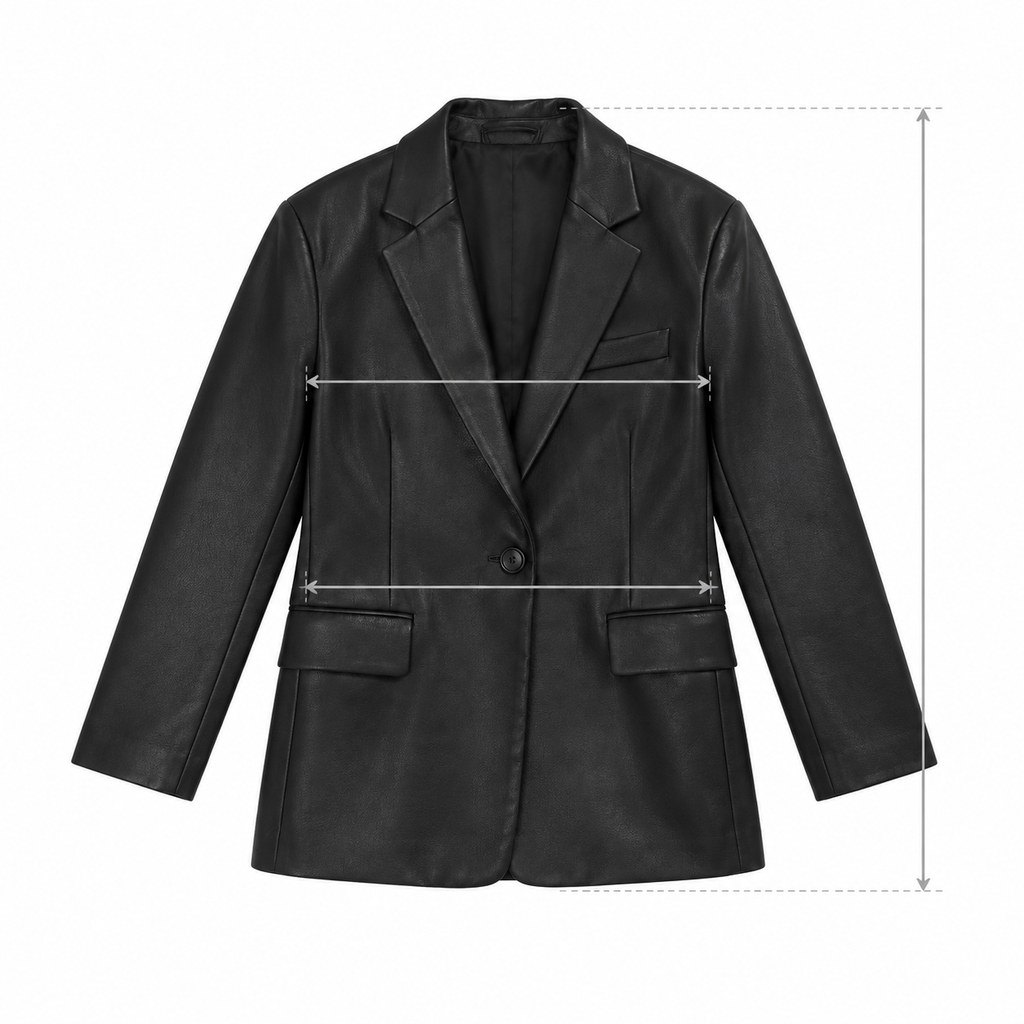 Faux-Leather Blazer in Black — wholesale apparel product photo — view 5