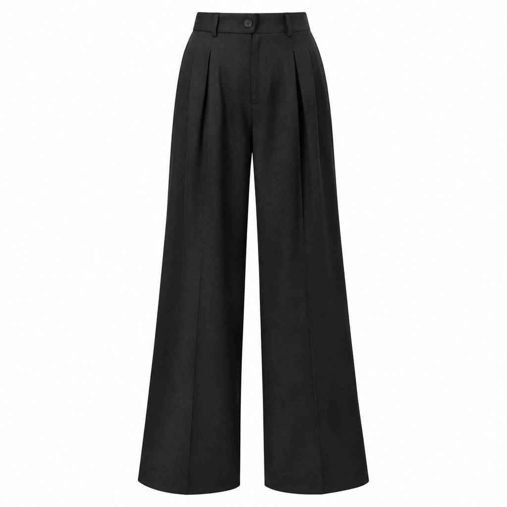 High-Waist Wide-Leg Trousers in Black — wholesale apparel product photo