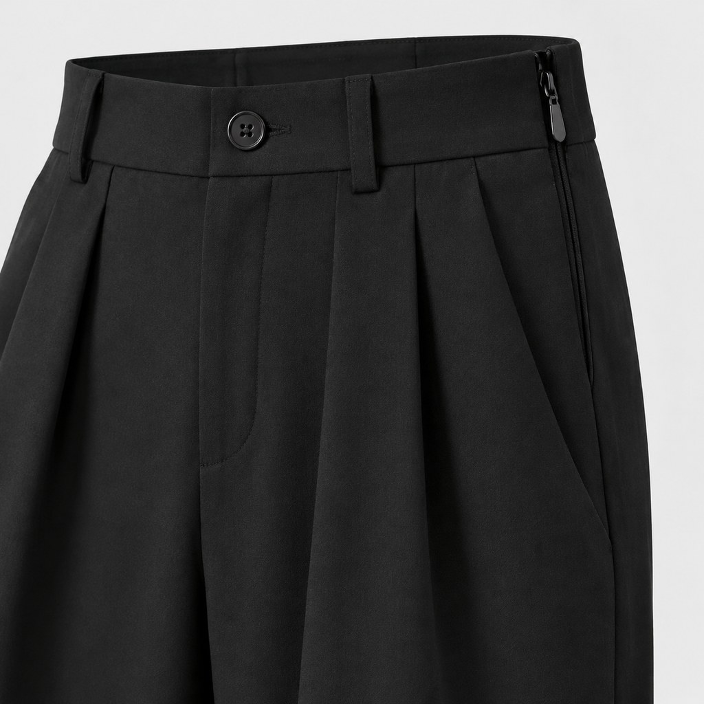 High-Waist Wide-Leg Trousers in Black — wholesale apparel product photo — view 3