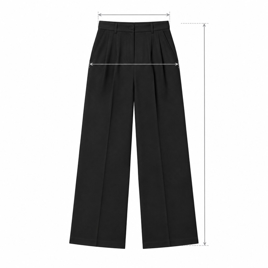 High-Waist Wide-Leg Trousers in Black — wholesale apparel product photo — view 5