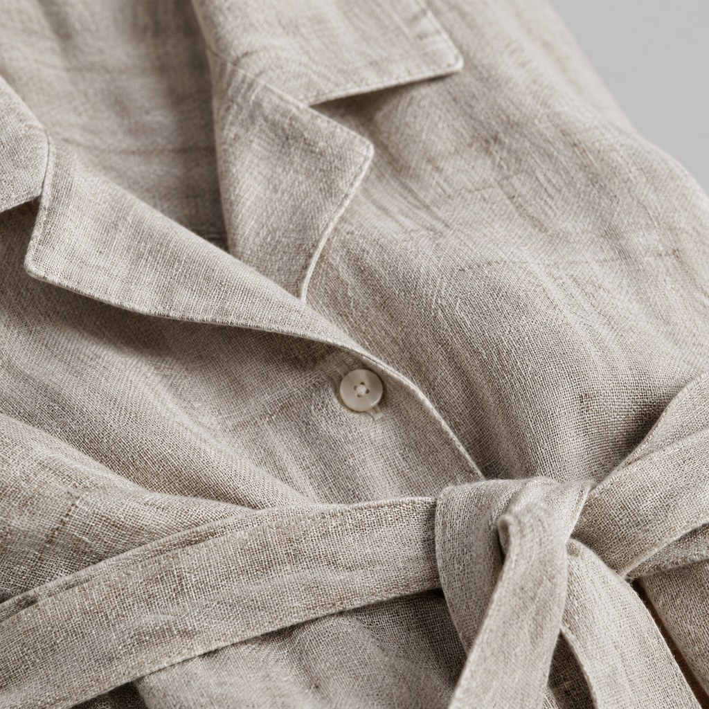 Linen Shirt Dress in Natural — wholesale apparel product photo — view 2
