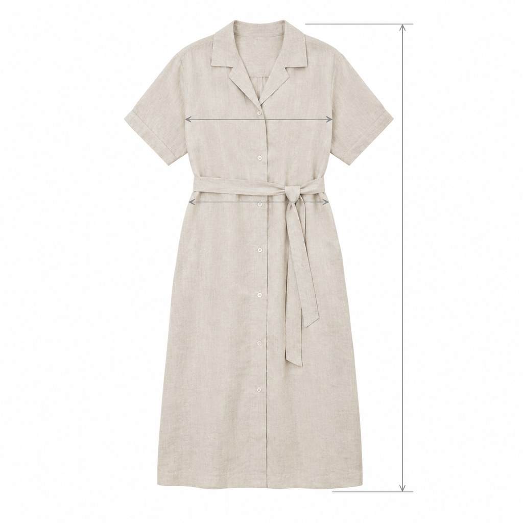Linen Shirt Dress in Natural — wholesale apparel product photo — view 5