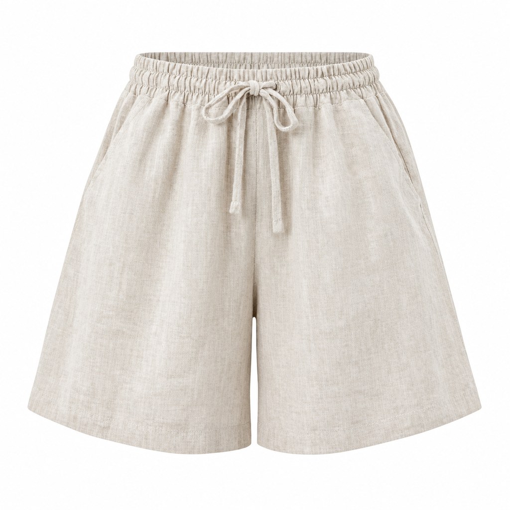 Linen Wide-Leg Shorts in Natural — wholesale apparel product photo
