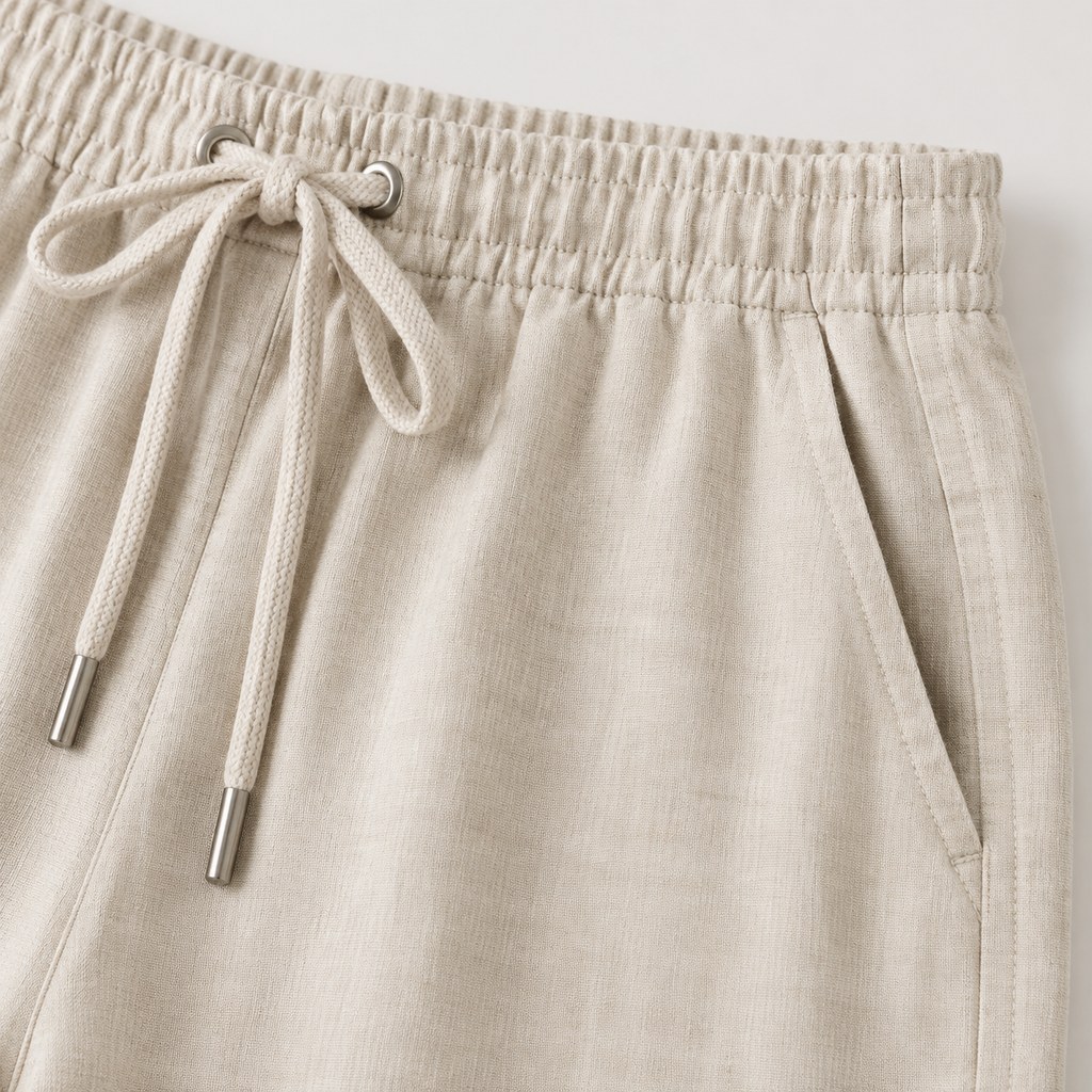 Linen Wide-Leg Shorts in Natural — wholesale apparel product photo — view 3