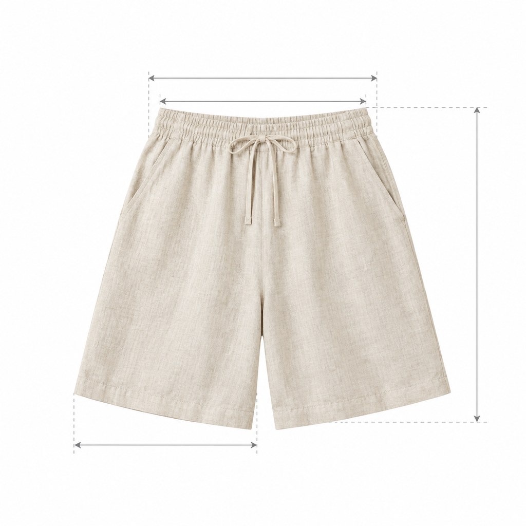 Linen Wide-Leg Shorts in Natural — wholesale apparel product photo — view 5
