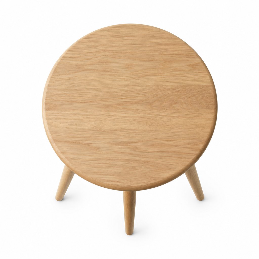 Luna solid oak round side table photographed on a white studio background — view 5