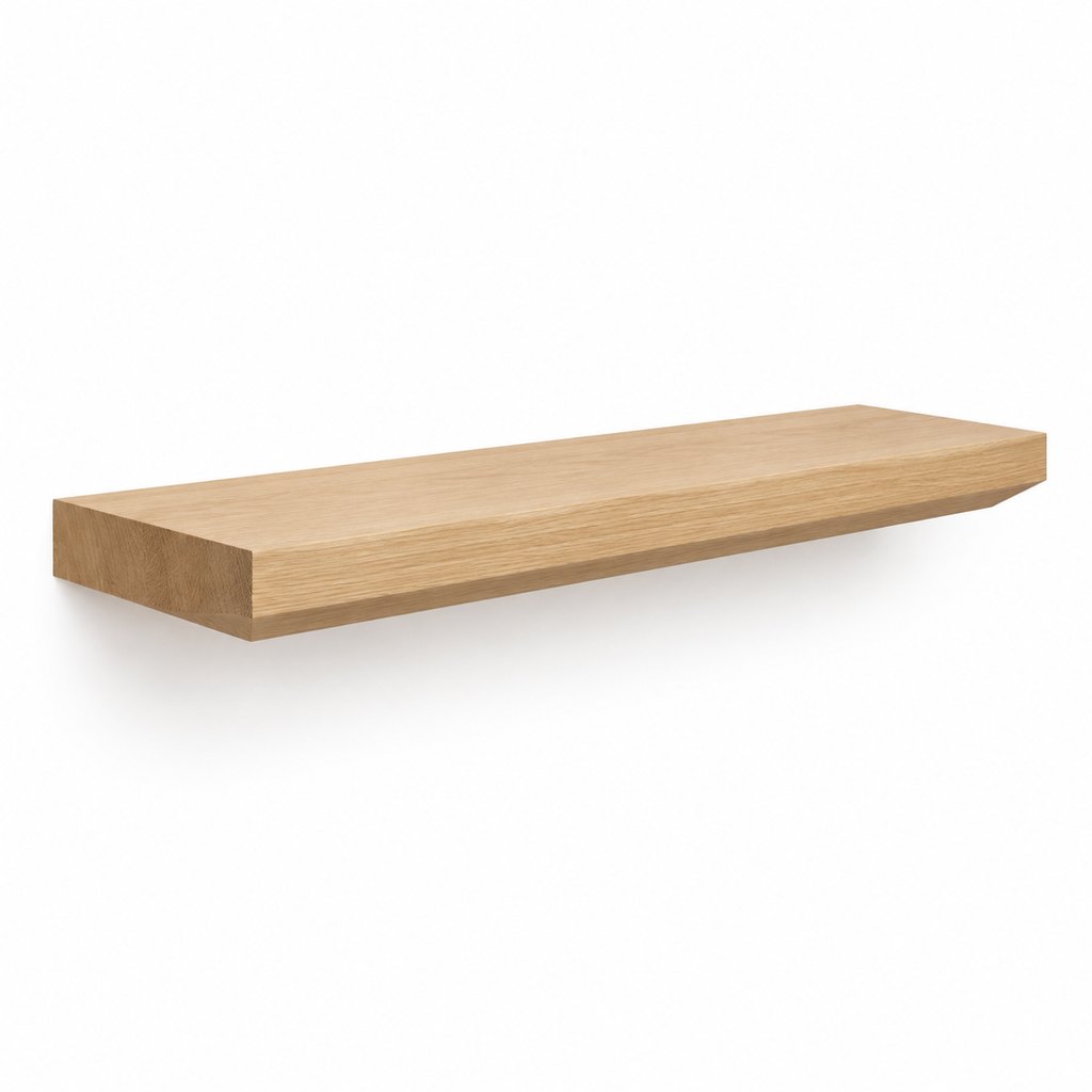 Fjord solid oak floating wall shelf with hidden steel brackets — view 2