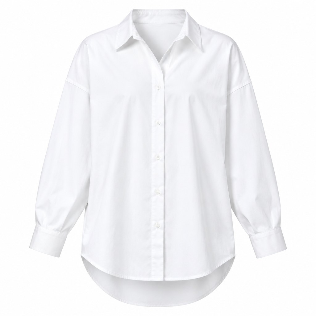 Oversized Poplin Shirt in White — wholesale apparel product photo