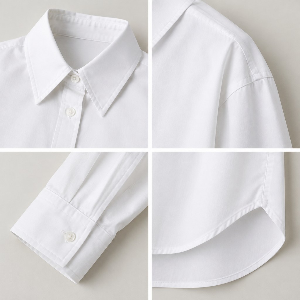 Oversized Poplin Shirt in White — wholesale apparel product photo — view 3