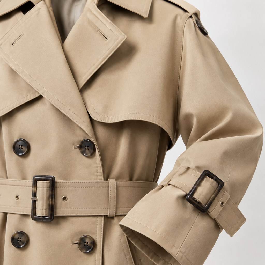 Oversized Belted Trench Coat in Sand — wholesale apparel product photo — view 3