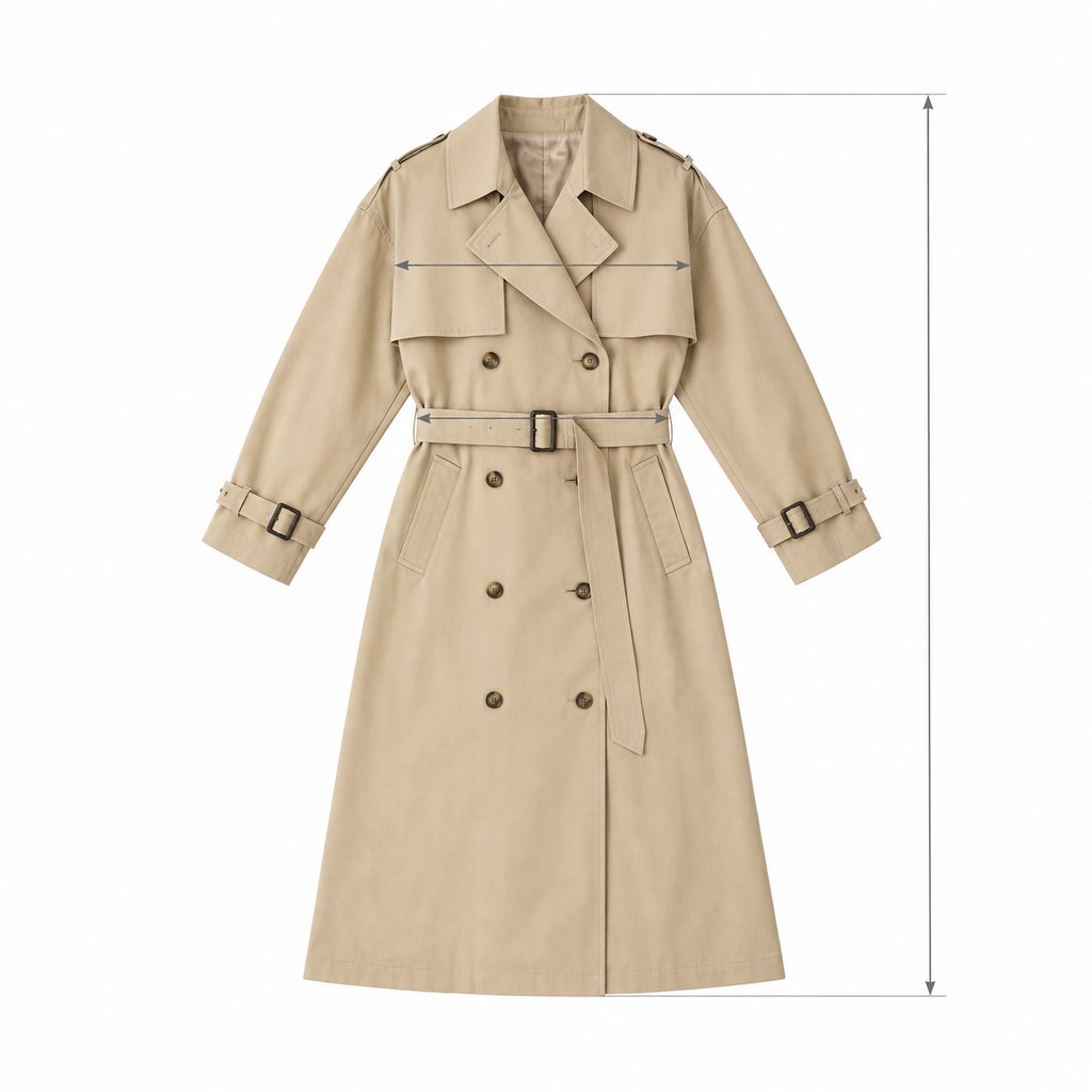 Oversized Belted Trench Coat in Sand — wholesale apparel product photo — view 5