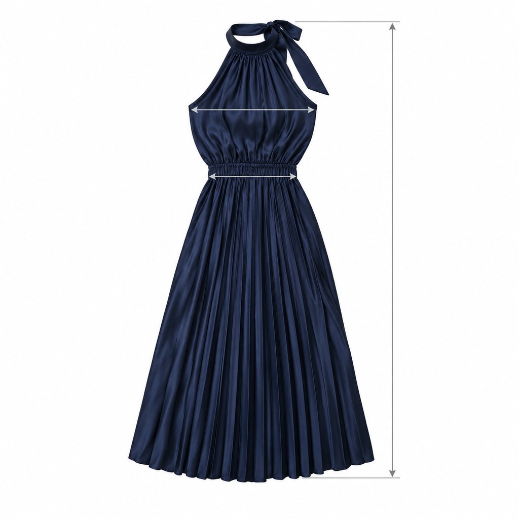 Pleated Midi Dress in Ink — wholesale apparel product photo — view 5