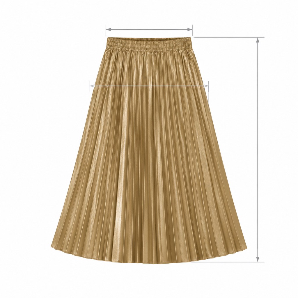 Sunray Pleated Midi Skirt in Gold — wholesale apparel product photo — view 5