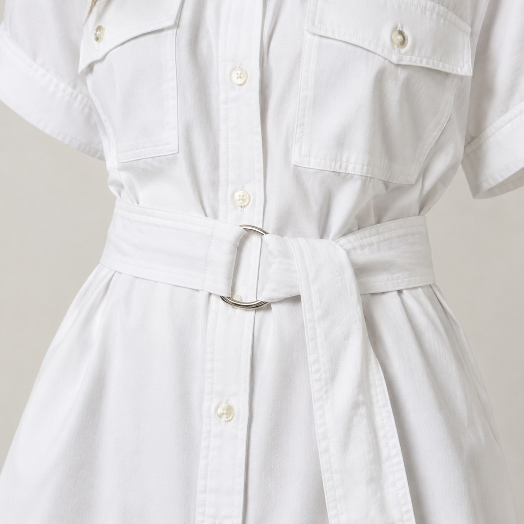 Poplin Shirt Dress in White — wholesale apparel product photo — view 3