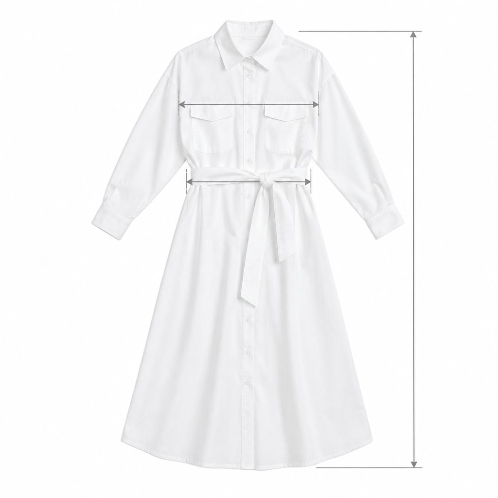Poplin Shirt Dress in White — wholesale apparel product photo — view 5