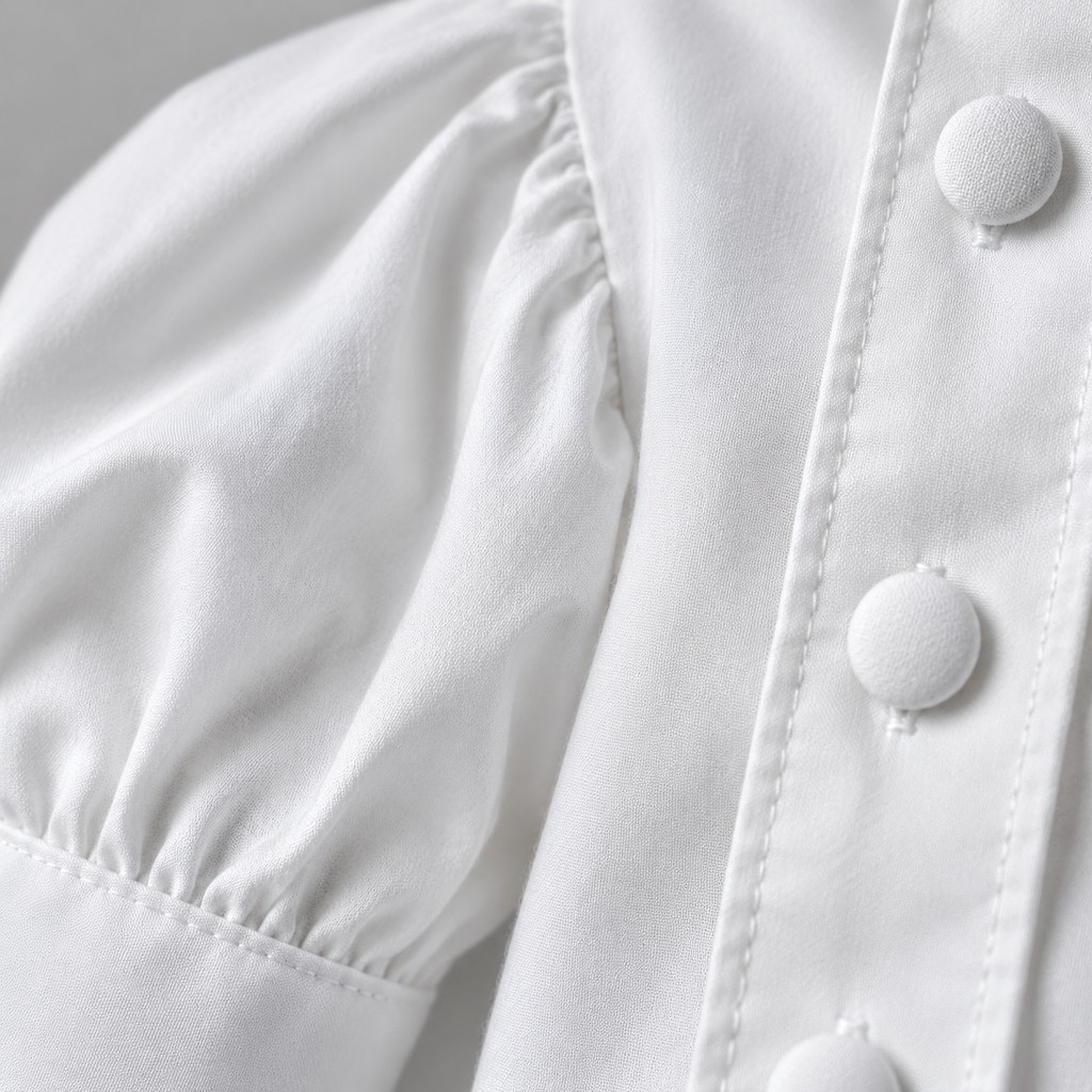 Puff-Sleeve Blouse in White — wholesale apparel product photo — view 2