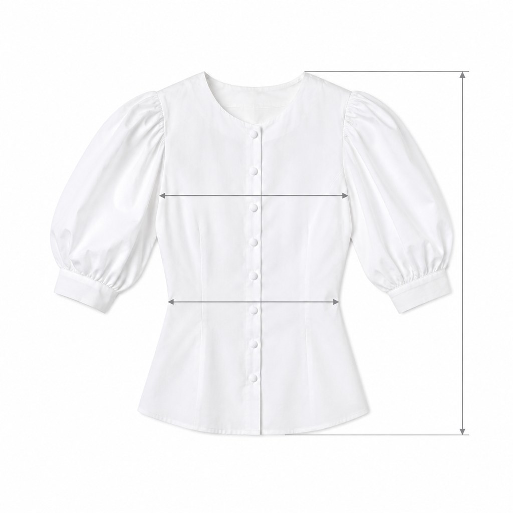 Puff-Sleeve Blouse in White — wholesale apparel product photo — view 5