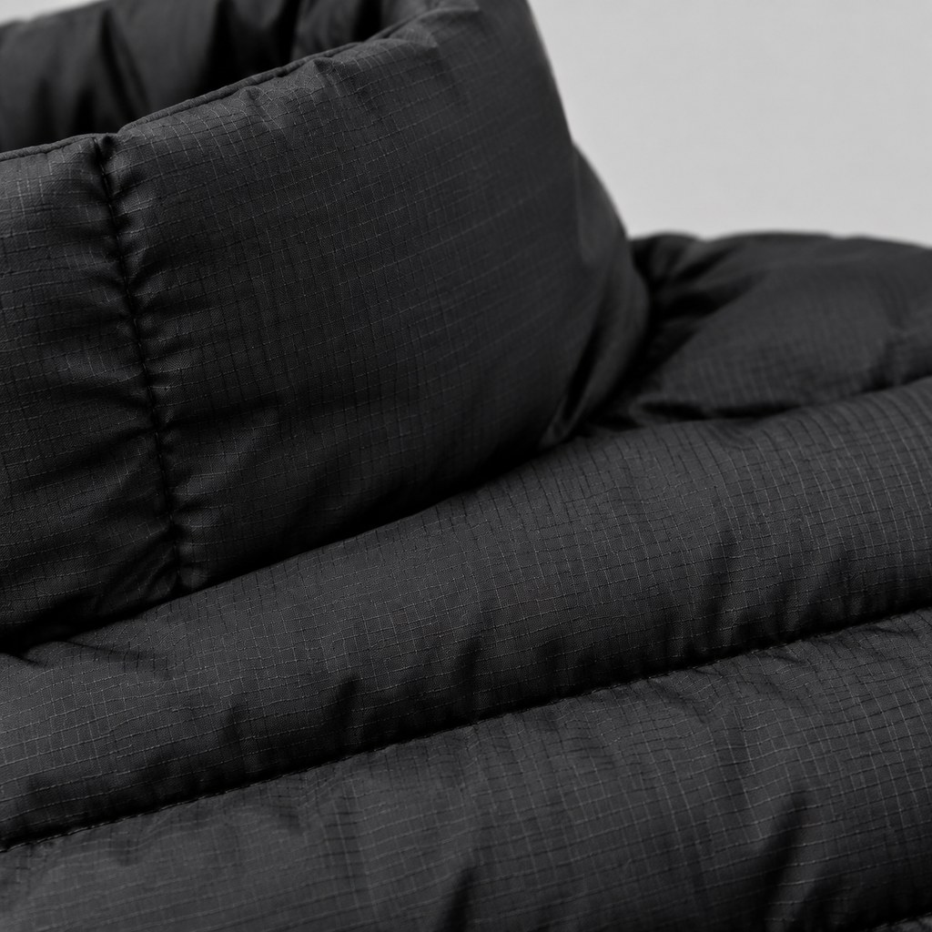 Quilted Puffer Jacket in Black — wholesale apparel product photo — view 2