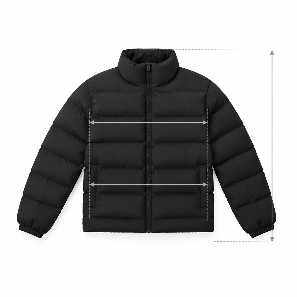 Quilted Puffer Jacket in Black — wholesale apparel product photo — view 5