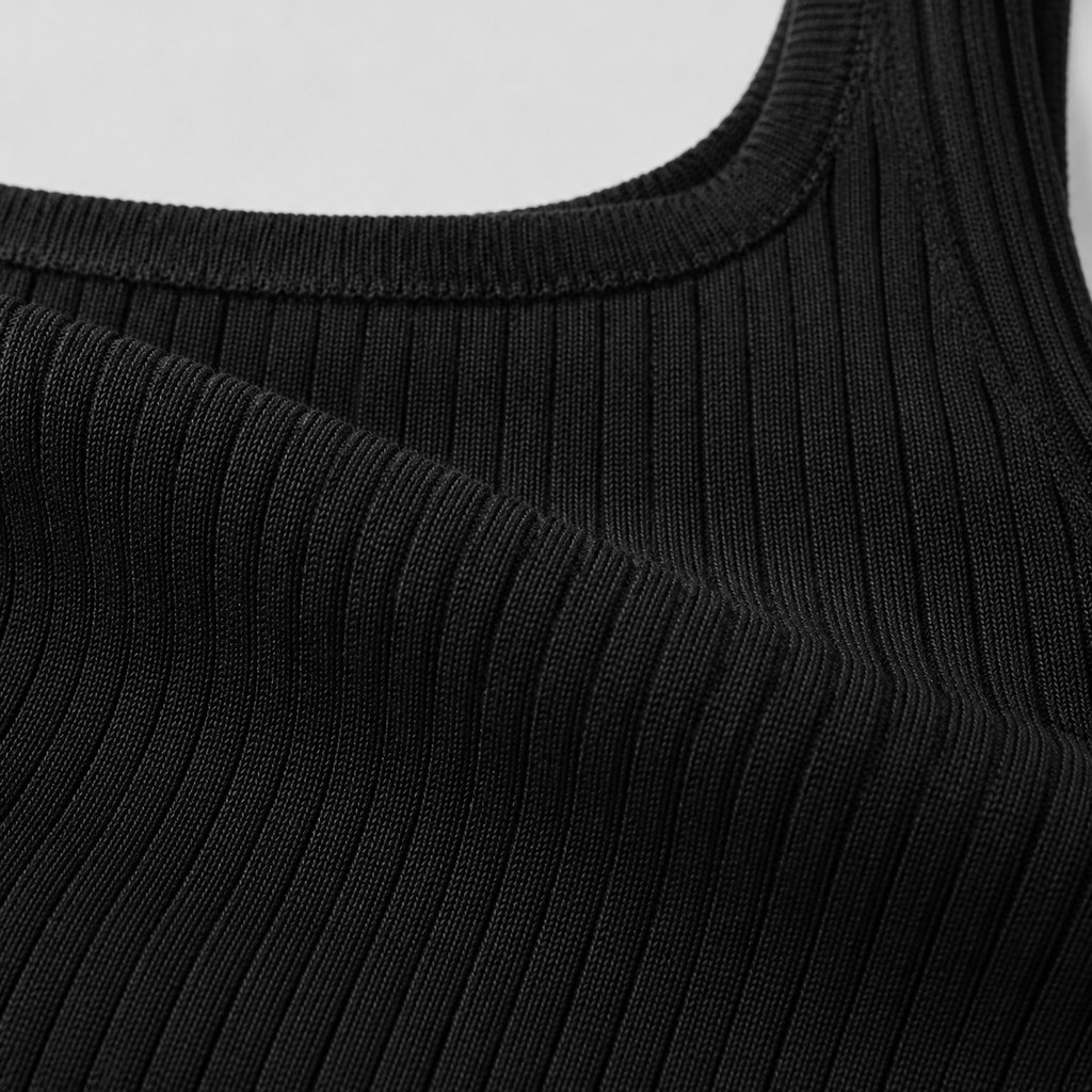 Ribbed Knit Bodycon Dress in Black — wholesale apparel product photo — view 2