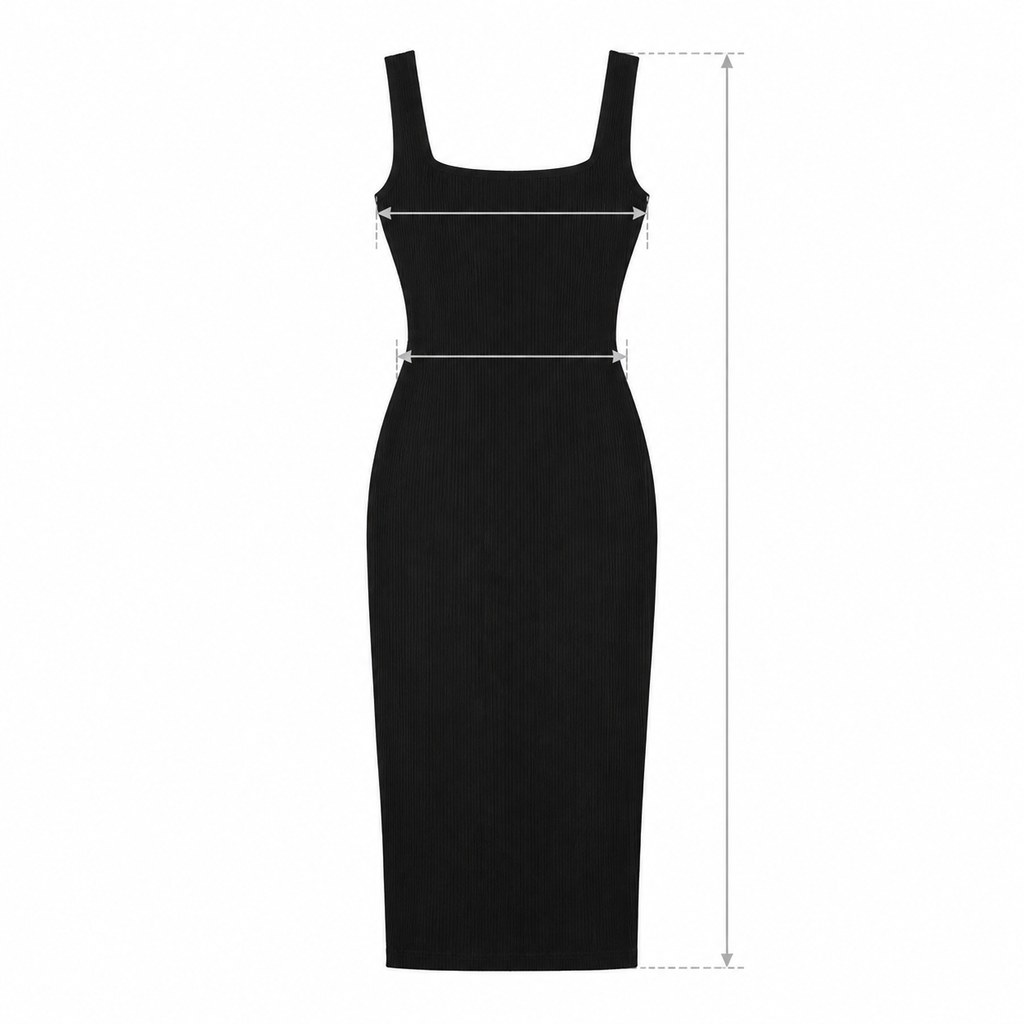 Ribbed Knit Bodycon Dress in Black — wholesale apparel product photo — view 5