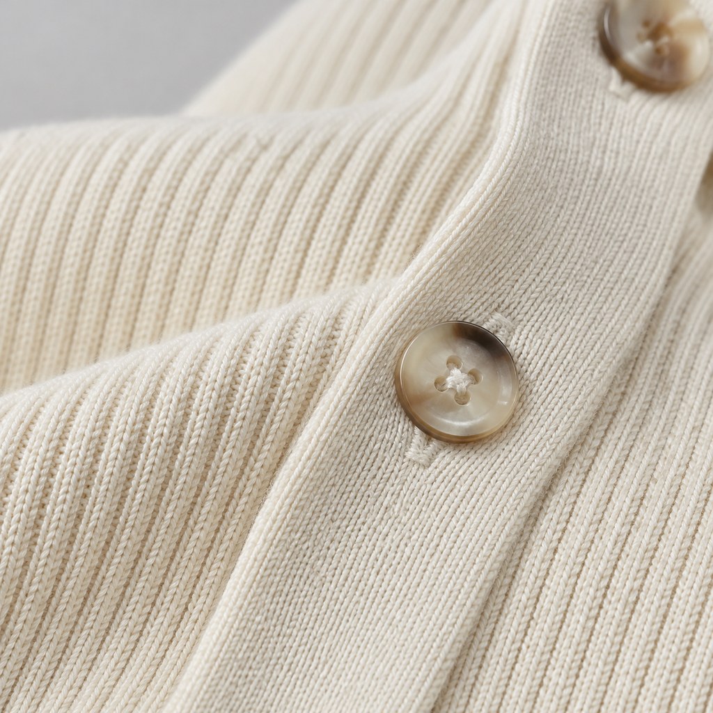 Ribbed Knit Cardigan in Cream — wholesale apparel product photo — view 2