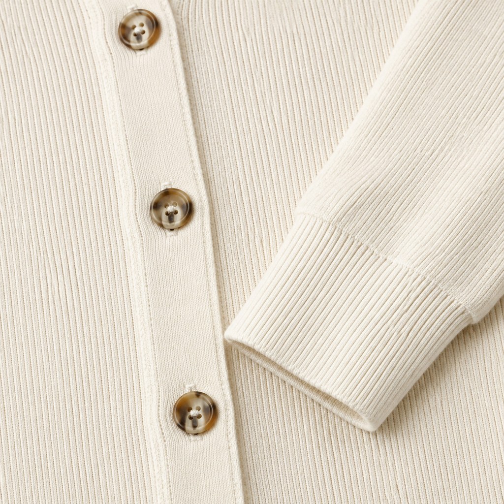 Ribbed Knit Cardigan in Cream — wholesale apparel product photo — view 3