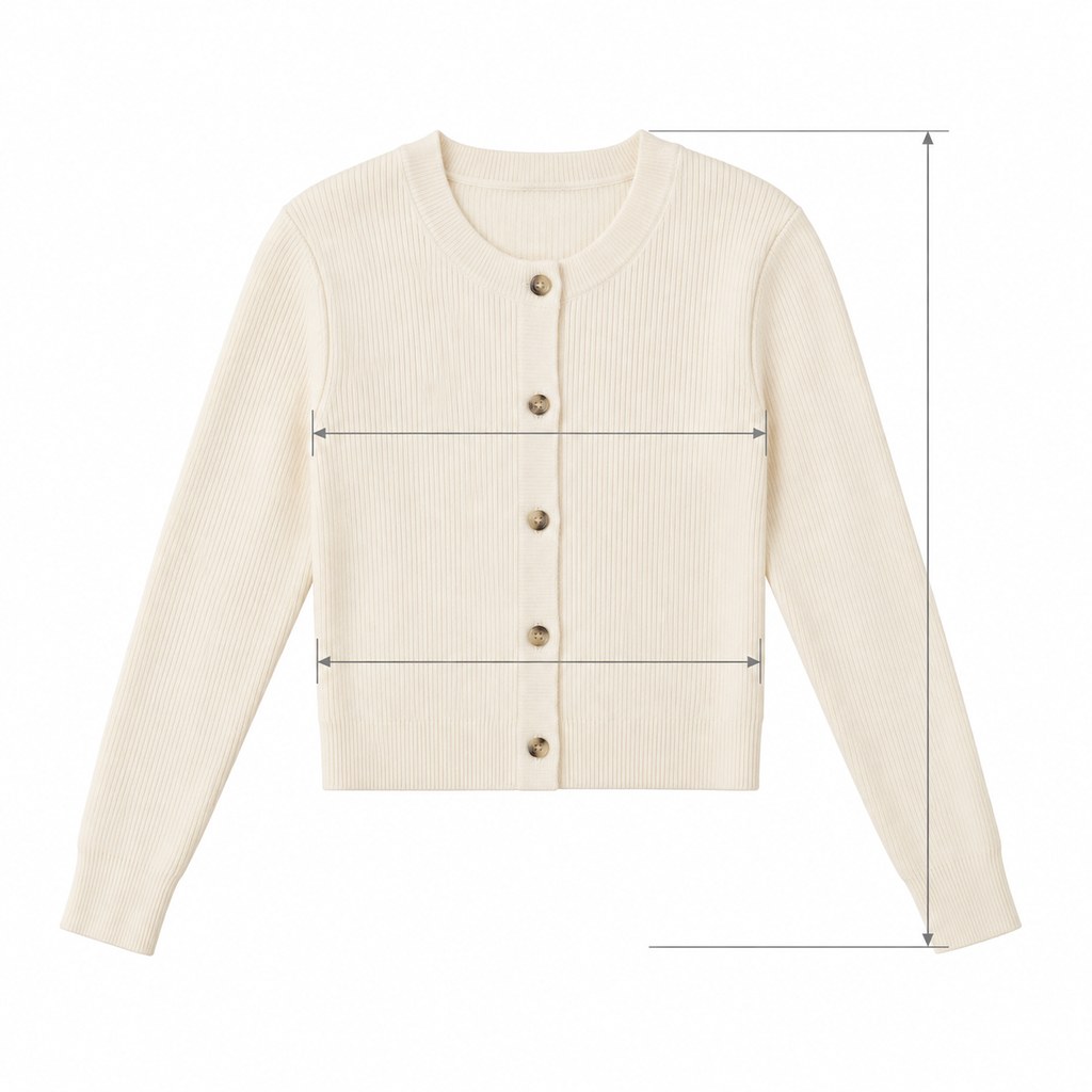 Ribbed Knit Cardigan in Cream — wholesale apparel product photo — view 5