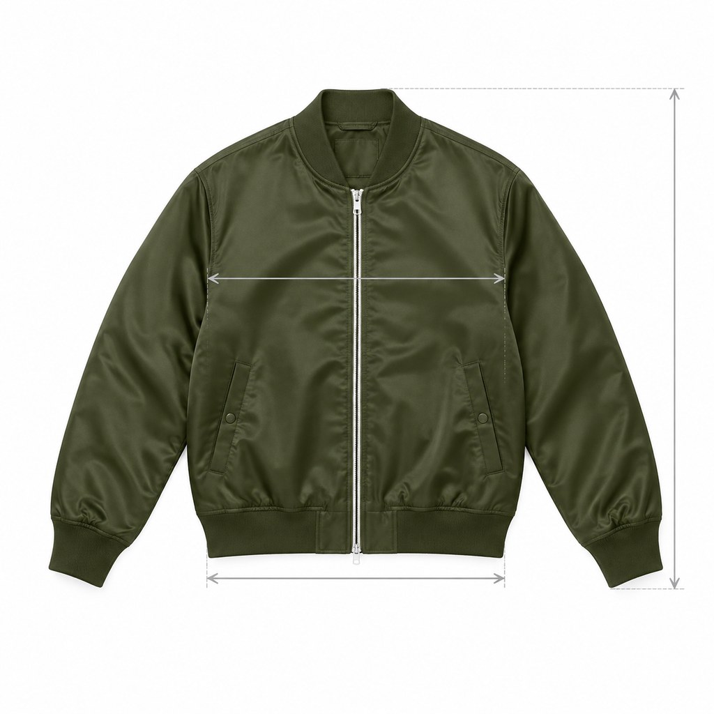 Satin Bomber Jacket in Olive — wholesale apparel product photo — view 5