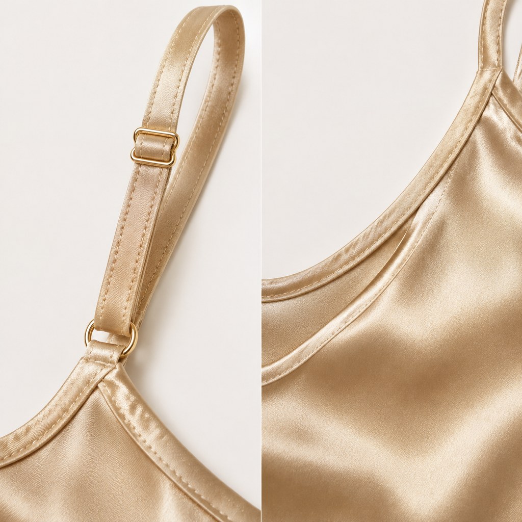 Satin Camisole Top in Champagne — wholesale apparel product photo — view 3