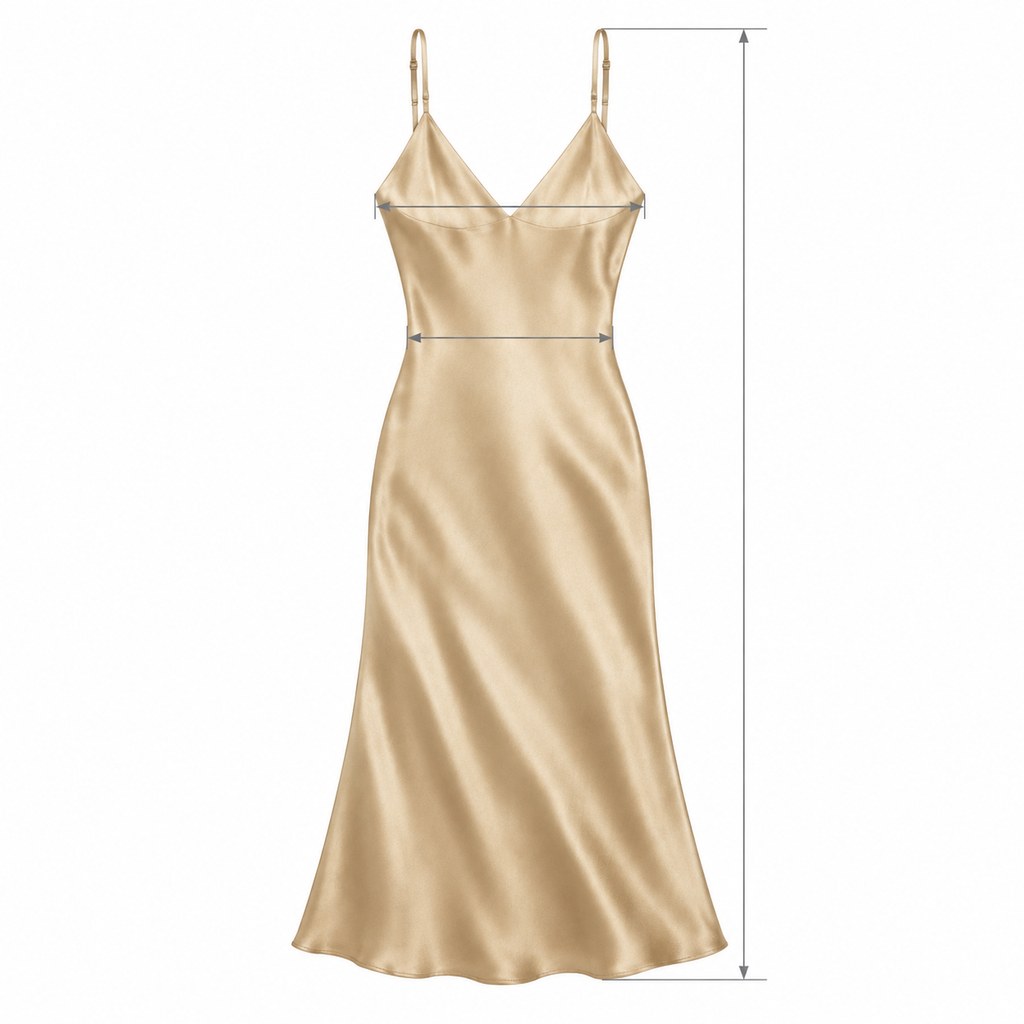 Bias-Cut Satin Slip Dress in Champagne — wholesale apparel product photo — view 5
