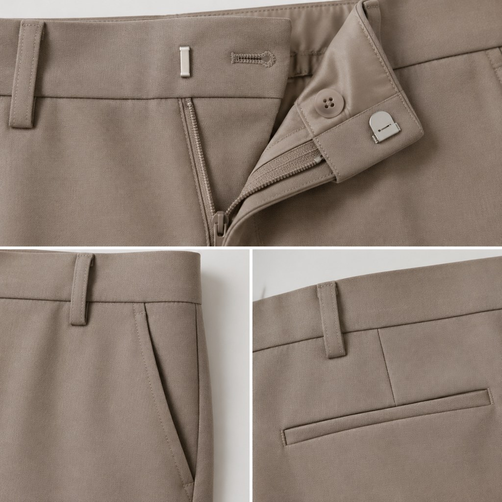 Straight-Leg Suit Pants in Taupe — wholesale apparel product photo — view 3