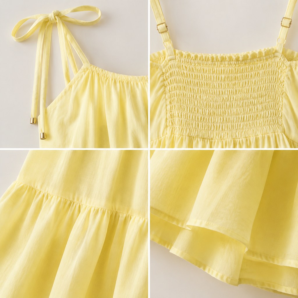 Tiered Maxi Sundress in Lemon — wholesale apparel product photo — view 3