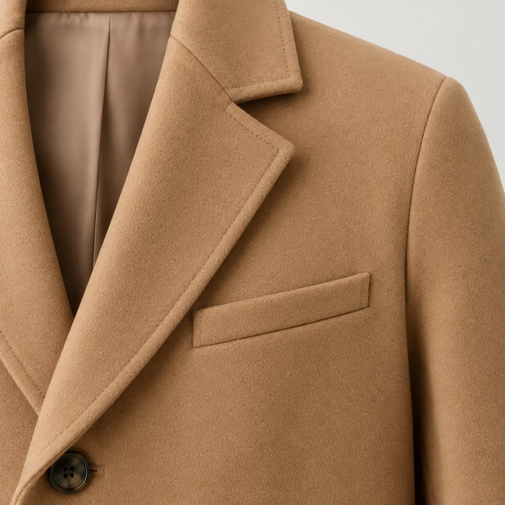 Wool-Blend Longline Coat in Camel — wholesale apparel product photo — view 3