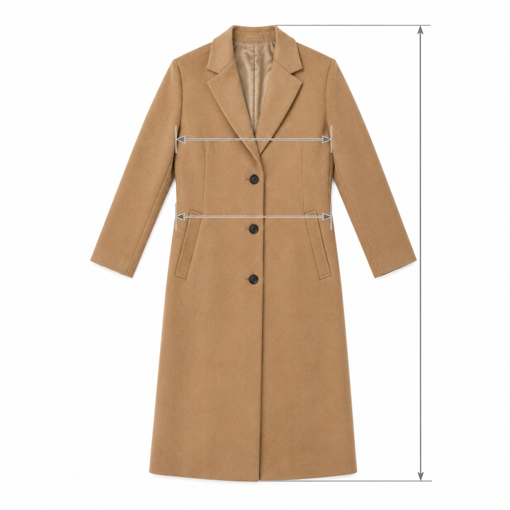 Wool-Blend Longline Coat in Camel — wholesale apparel product photo — view 5