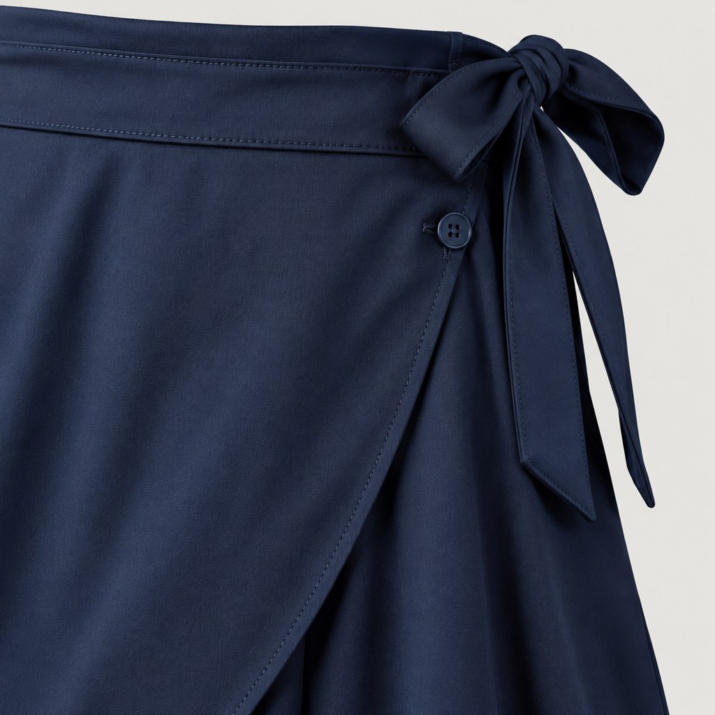 Wrap-Tie Midi Skirt in Navy — wholesale apparel product photo — view 3